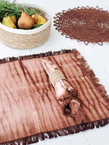 Tie Dye Cotton Placemat - Brown (Set of 4) in - photo