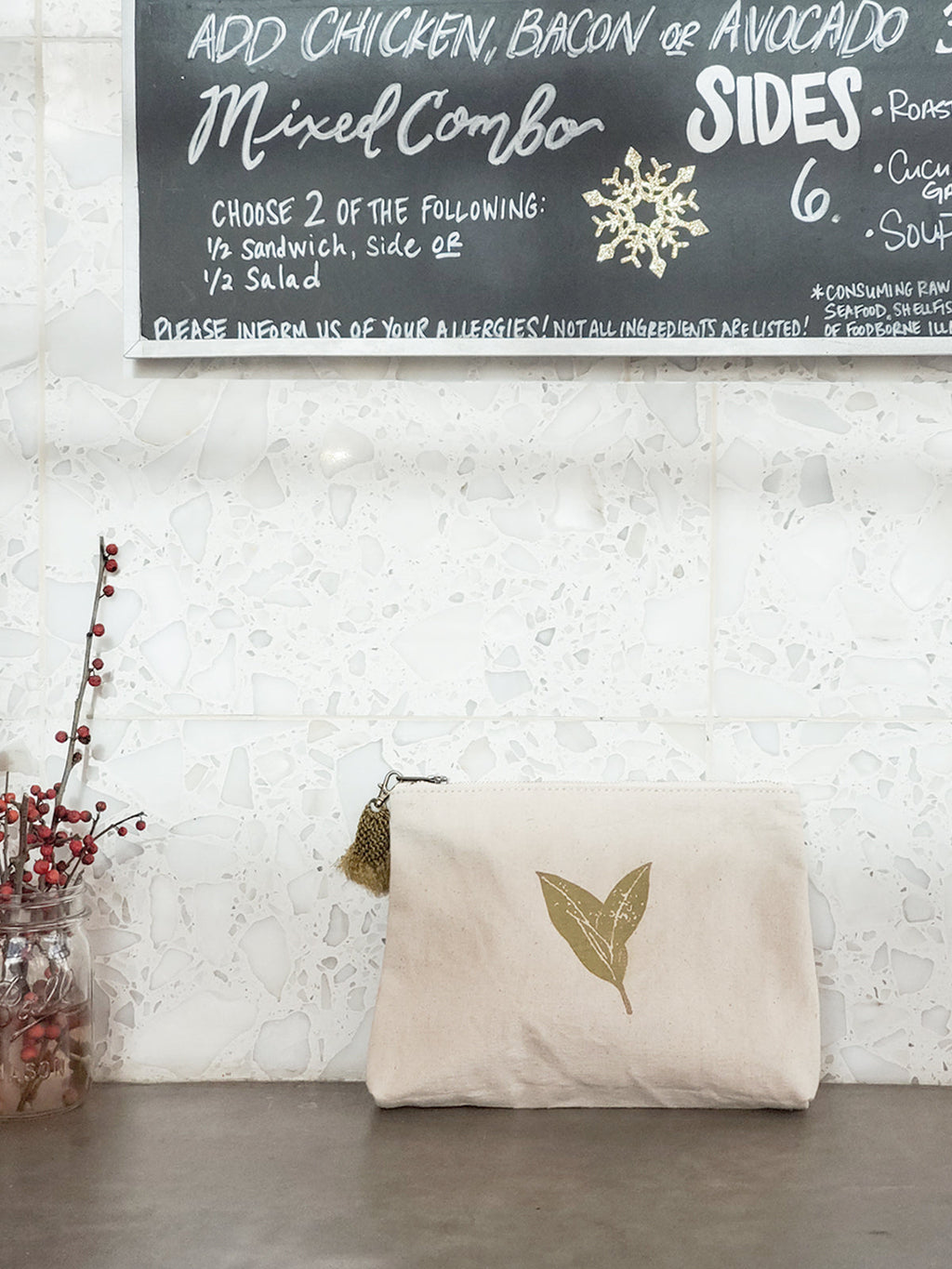 Hand Screen Printed Cotton Canvas Pouch - Nature in - Handbag & Wallet Accessories photo