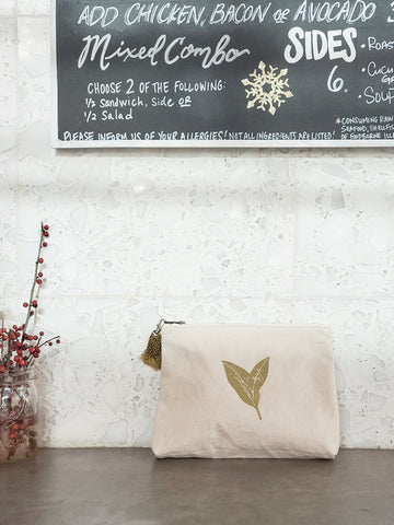Hand Screen Printed Cotton Canvas Pouch - Nature in - Handbag & Wallet Accessories photo