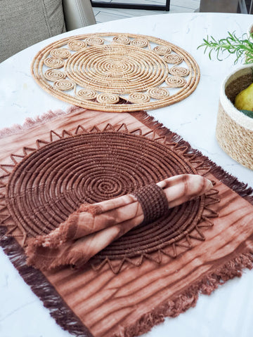 Surya Woven Palm Fiber Placemat - Brown (Set of 2) in - photo