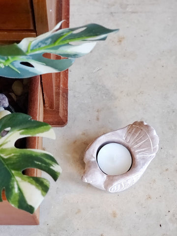 Terracotta Tea Light Candle Holder - Bird in - photo
