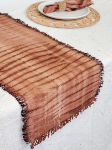 Tie Dye Cotton Table Runner - Brown in - photo