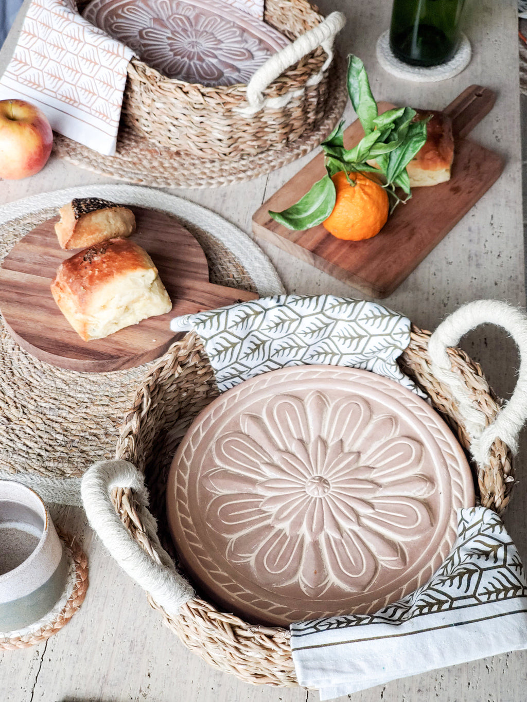 Bread Warmer & Basket Gift Set with Tea Towel - Vintage Flower in - KITCHEN photo