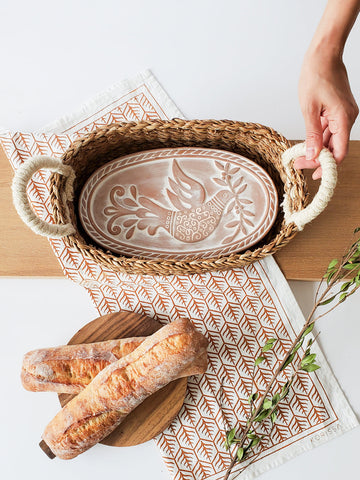 Bread Warmer & Basket Gift Set with Tea Towel - Bird Oval in - KITCHEN photo