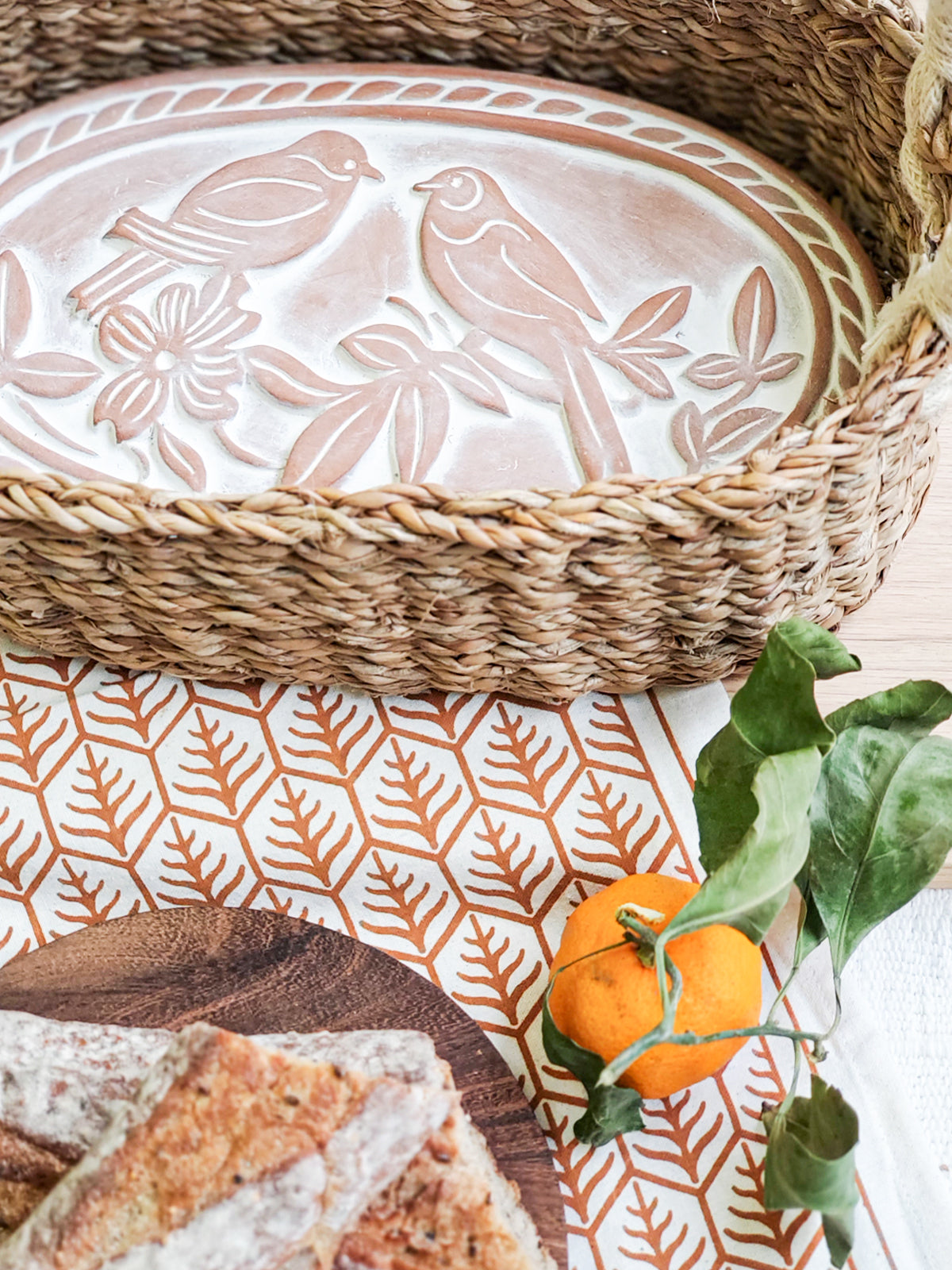 Bread Warmer & Basket Gift Set with Tea Towel - Lovebird Oval in - KITCHEN photo