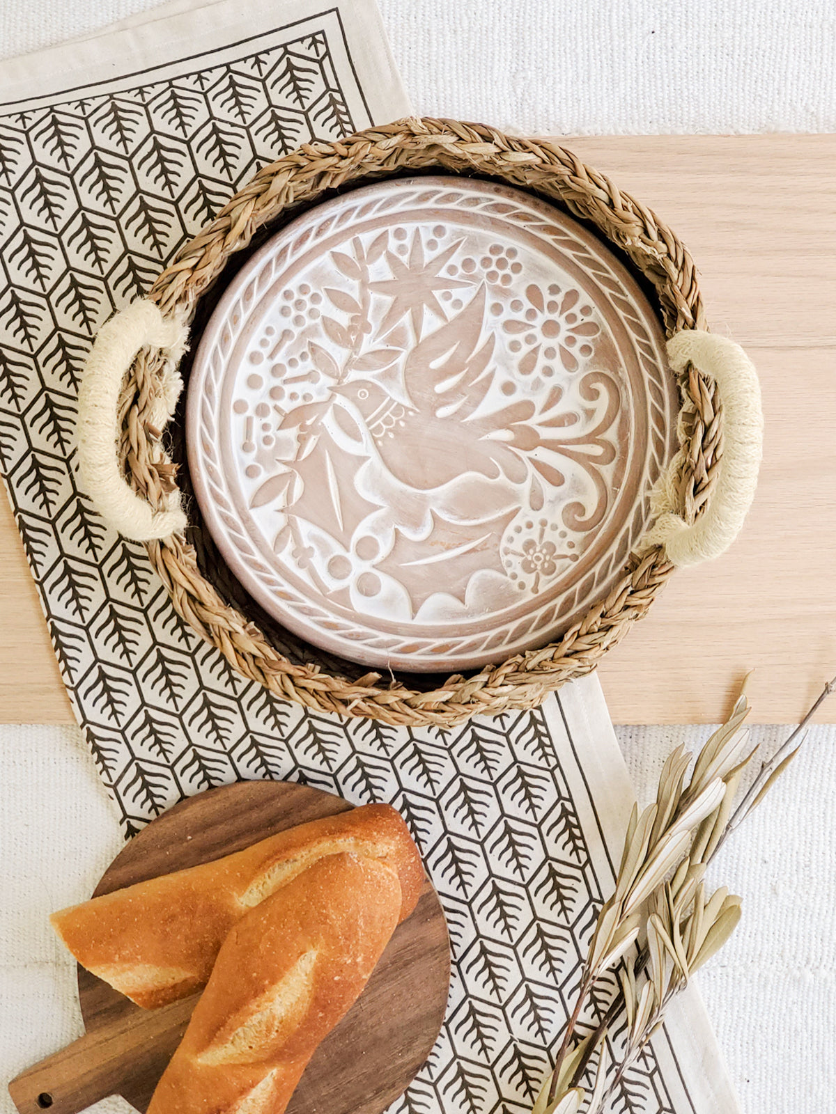 Bread Warmer & Basket Gift Set with Tea Towel - Bird Round in - KITCHEN photo
