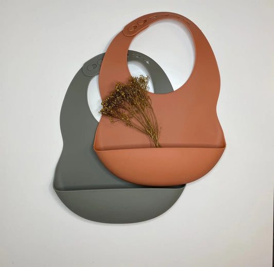 Silicone Bibs - Sage and Spiced Pumpkin in Sage and Spiced Pumkin - Baby Bibs photo