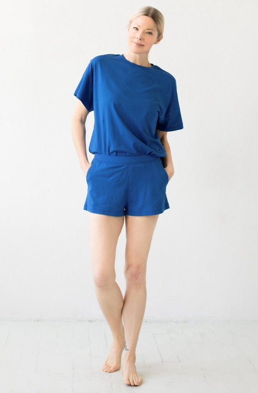 SALUA Pima Cotton Shorties in Indigo - SHORTS photo