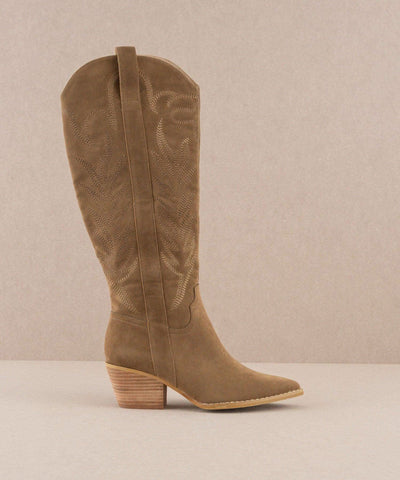 The Samara | Brown Embroidered Tall Boot