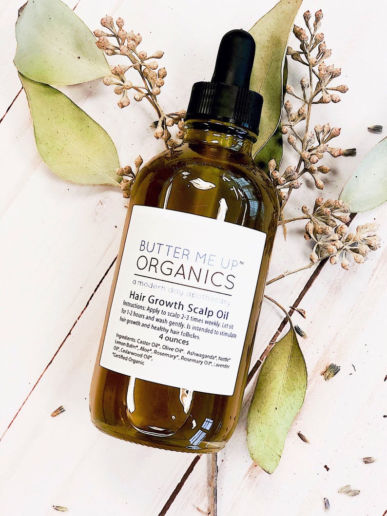 Organic Scalp Treatment / Scalp Oil / Hair Growth / Organic Hair Oil / Hair Repair / Healthy Scalp / Herbal Treatment / Glass Bottle in - Hair photo