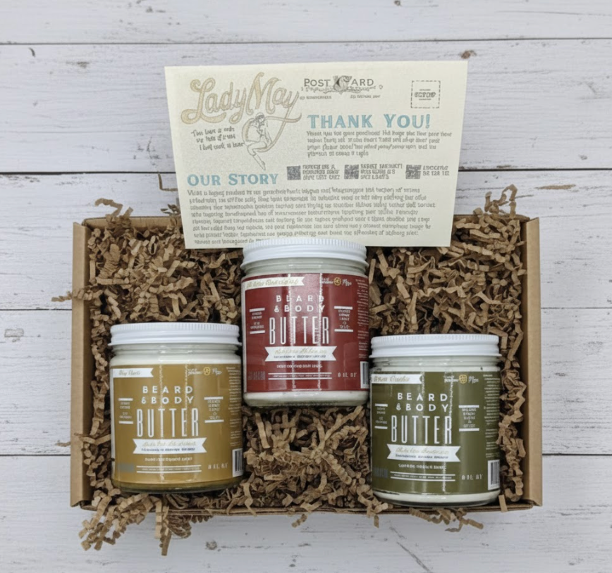 Tallow Man Beard Butter 9oz Trio – Men's Grooming Gift Set | Bay Rum, Tobacco Vanilla, Barbershop in - Body Cream/Lotion photo