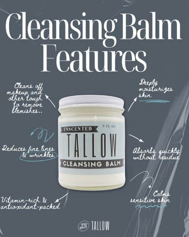 Unscented Tallow Cleansing Balm | Natural Makeup Remover & Deep Moisturizing Cleanser | Grass-Fed Beef Tallow with Castor Oil in - Body Cream/Lotion photo