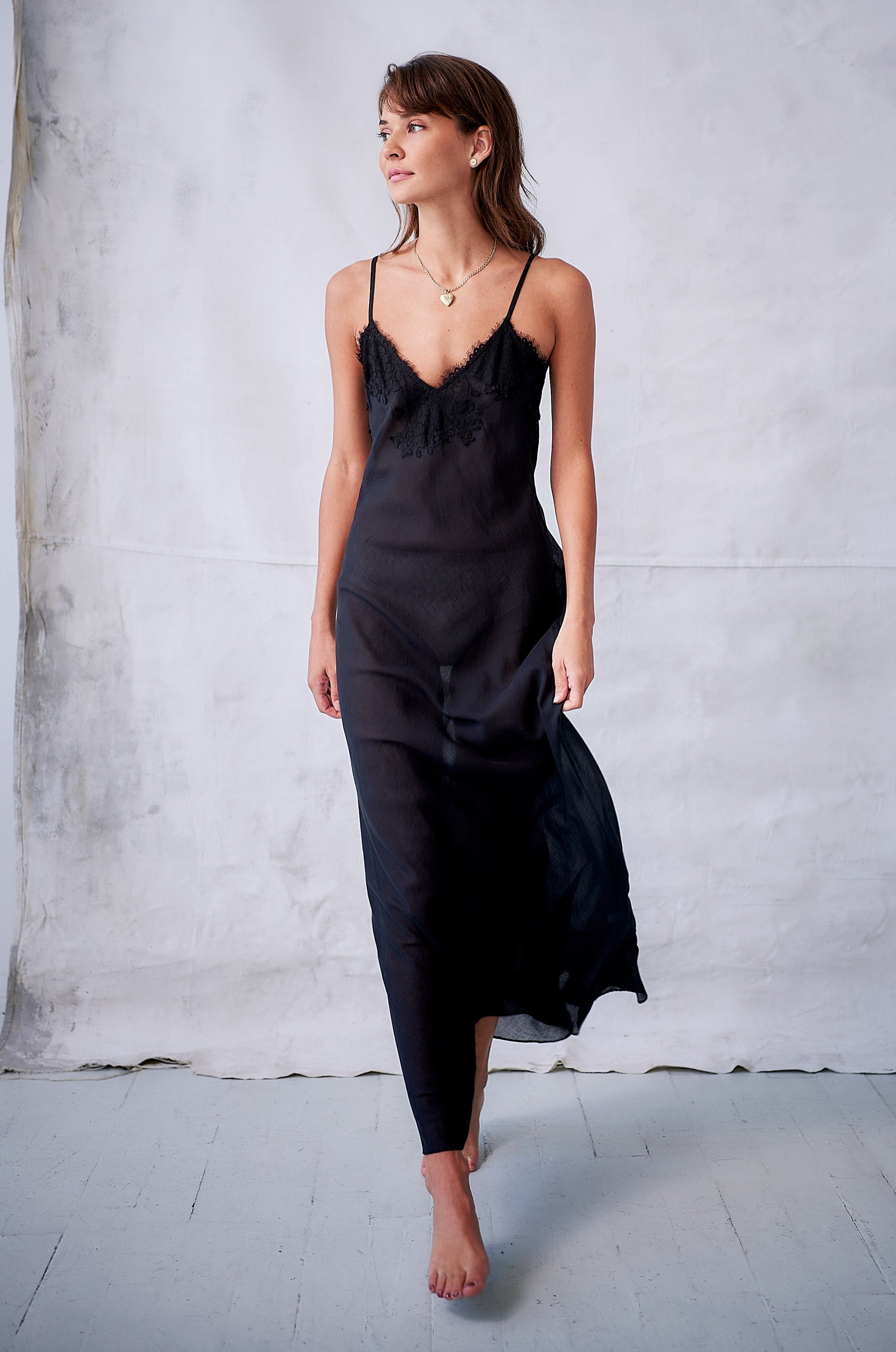 Serafina Cotton/Silk Long Gown in - GOWNS photo