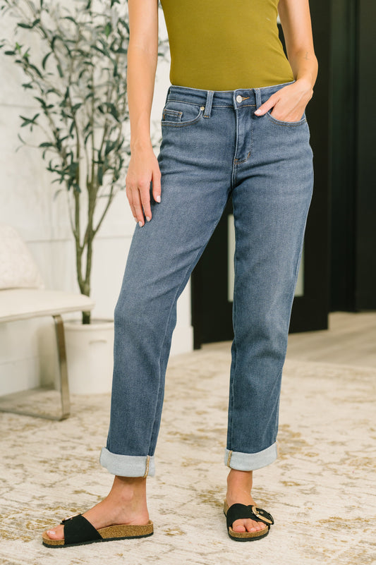Shane Mid Rise Billie Boyfriend Jean in Dark Cozy Indigo in - Womens photo