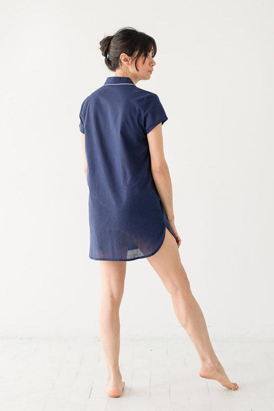 Shawl Collar Boyfriend Shirt in - PAJAMAS photo