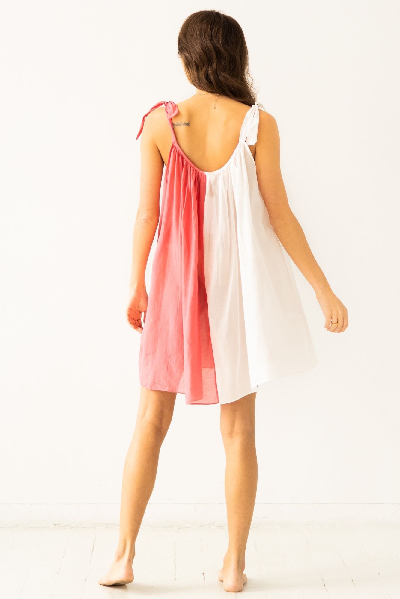 Sheer Tie Strap Babydoll in Silk Cotton Blend in - BABY DOLL photo