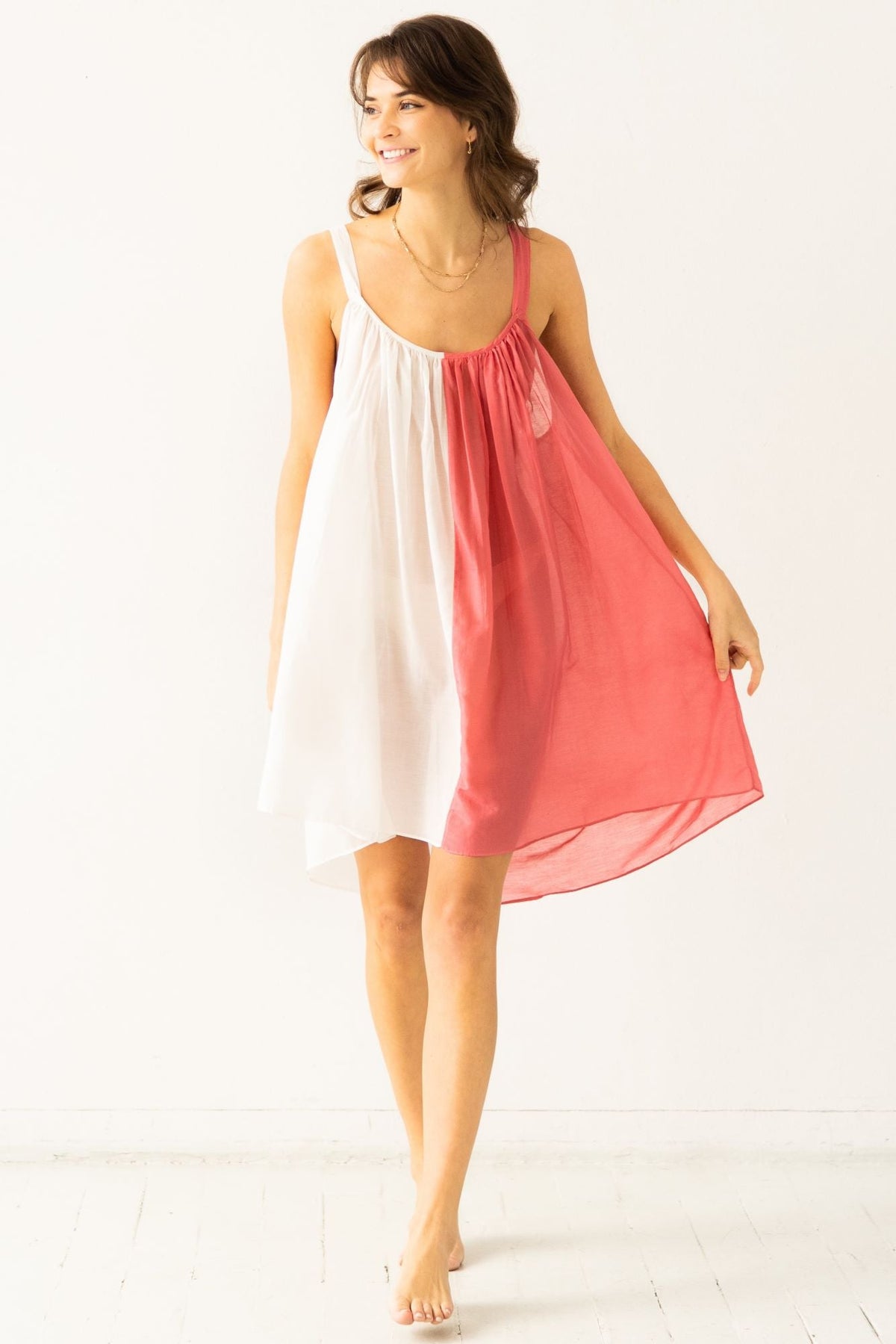 Sheer Tie Strap Babydoll in Silk Cotton Blend in - BABY DOLL photo