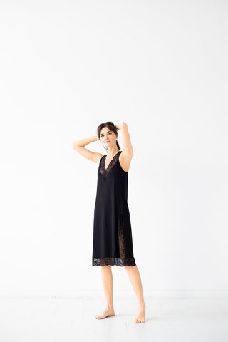 Simone Lace Trim Pima Cotton Gown in - NIGHTGOWN photo