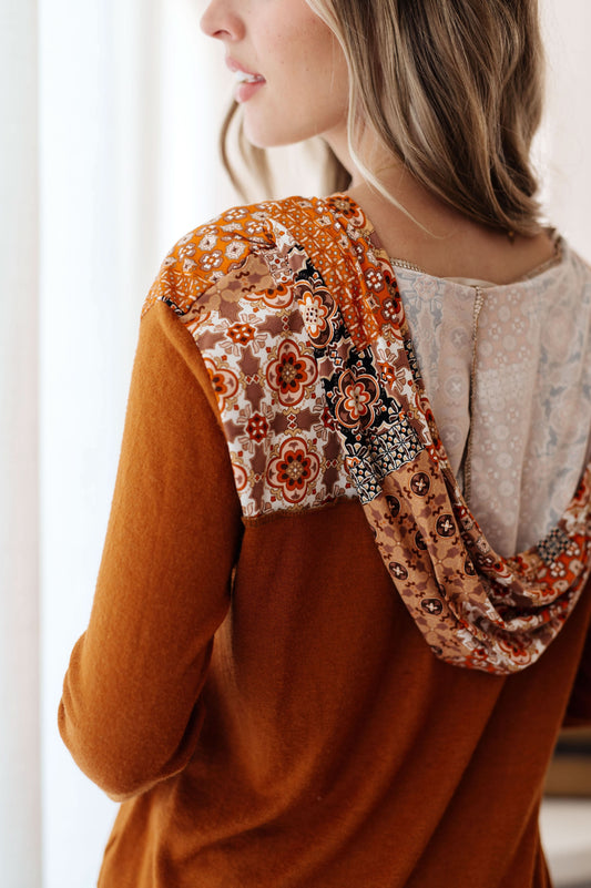 Sipping Iced Tea Mixed Print Hoodie in - Tops photo
