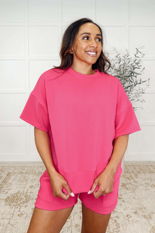 Slow Sunday Ribbed Knit Set in Hot Pink in - Womens photo