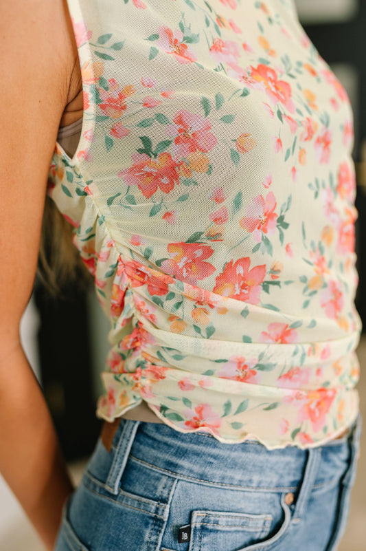 Snatched & Sassy Sheer Layering Top in Chartreuse in - Womens photo