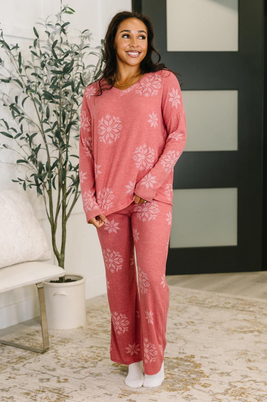 Snowflake Sniffles Pajama Set in Red in - Womens photo