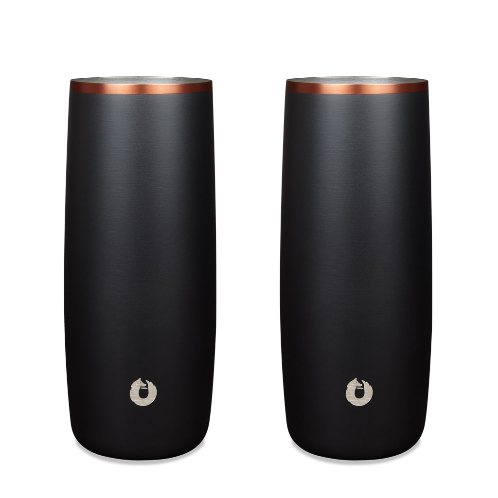 Stainless Steel Highball Cocktail Glass Set, Set of 2 - Black in Black - Drinkware photo