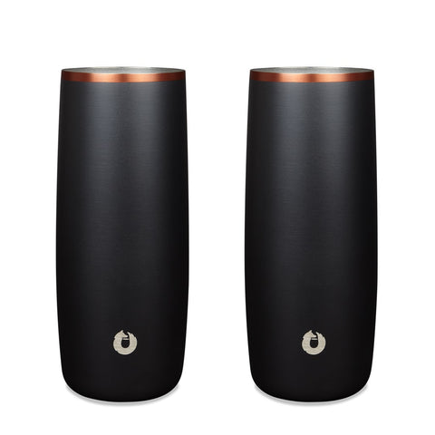 Stainless Steel Highball Cocktail Glass Set, Set of 2 - Black in Black - Drinkware photo
