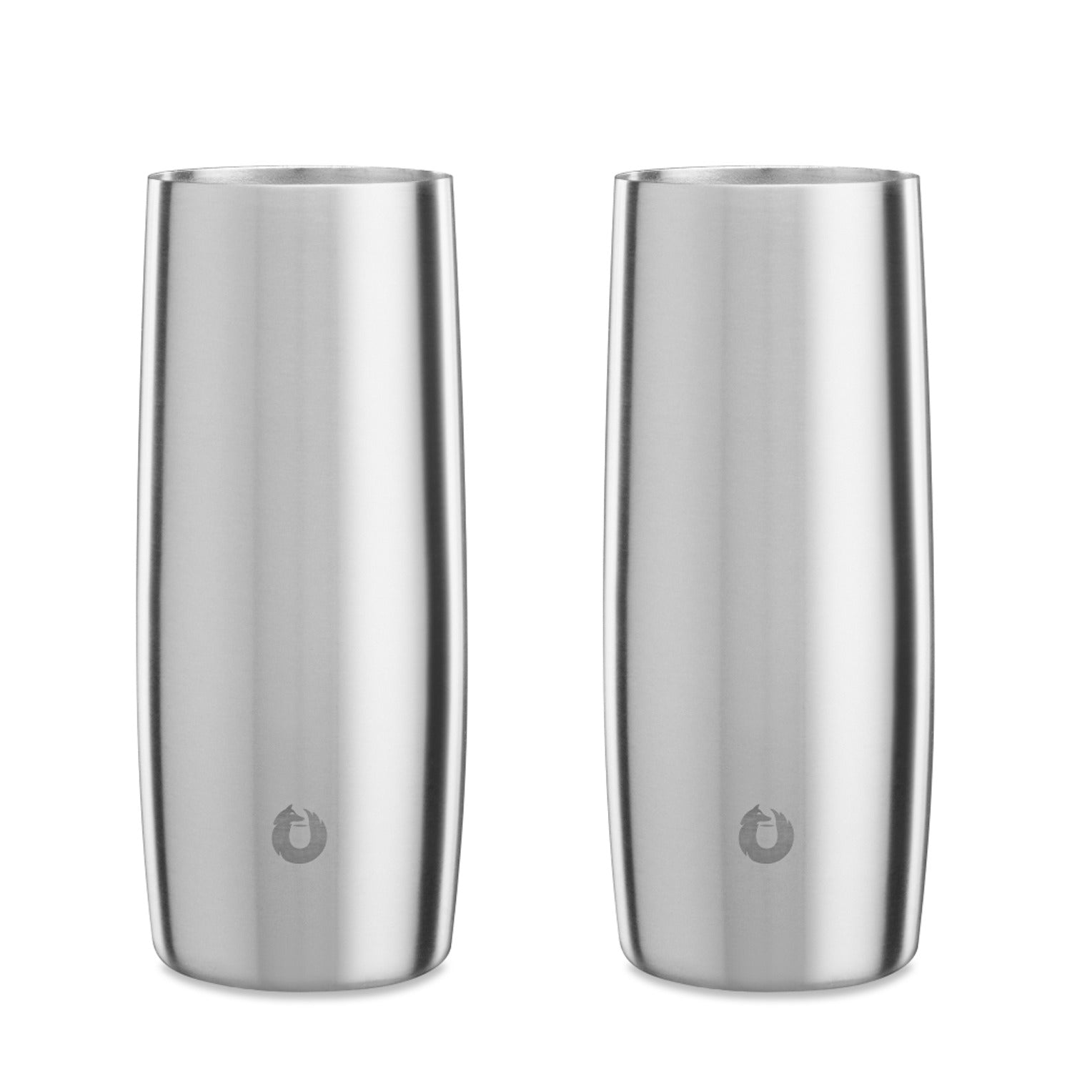 Stainless Steel Highball Cocktail Glass Set, Set of 2 - Steel in Steel - Drinkware photo