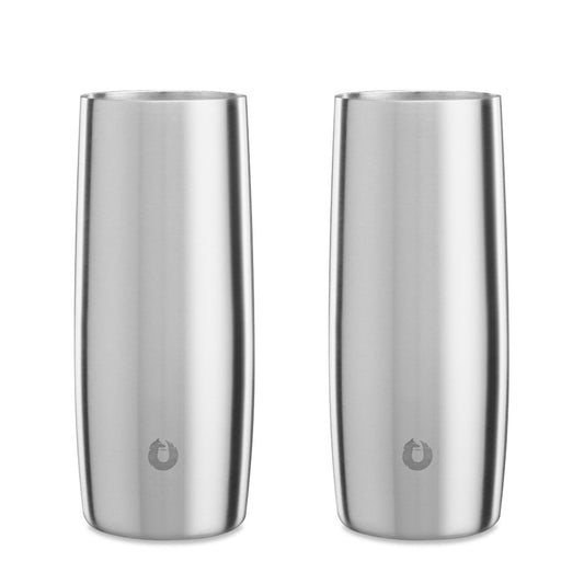 Stainless Steel Highball Cocktail Glass Set, Set of 2 - Steel in Steel - Drinkware photo