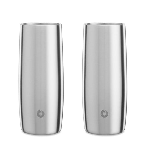 Stainless Steel Highball Cocktail Glass Set, Set of 2 - Steel in Steel - Drinkware photo
