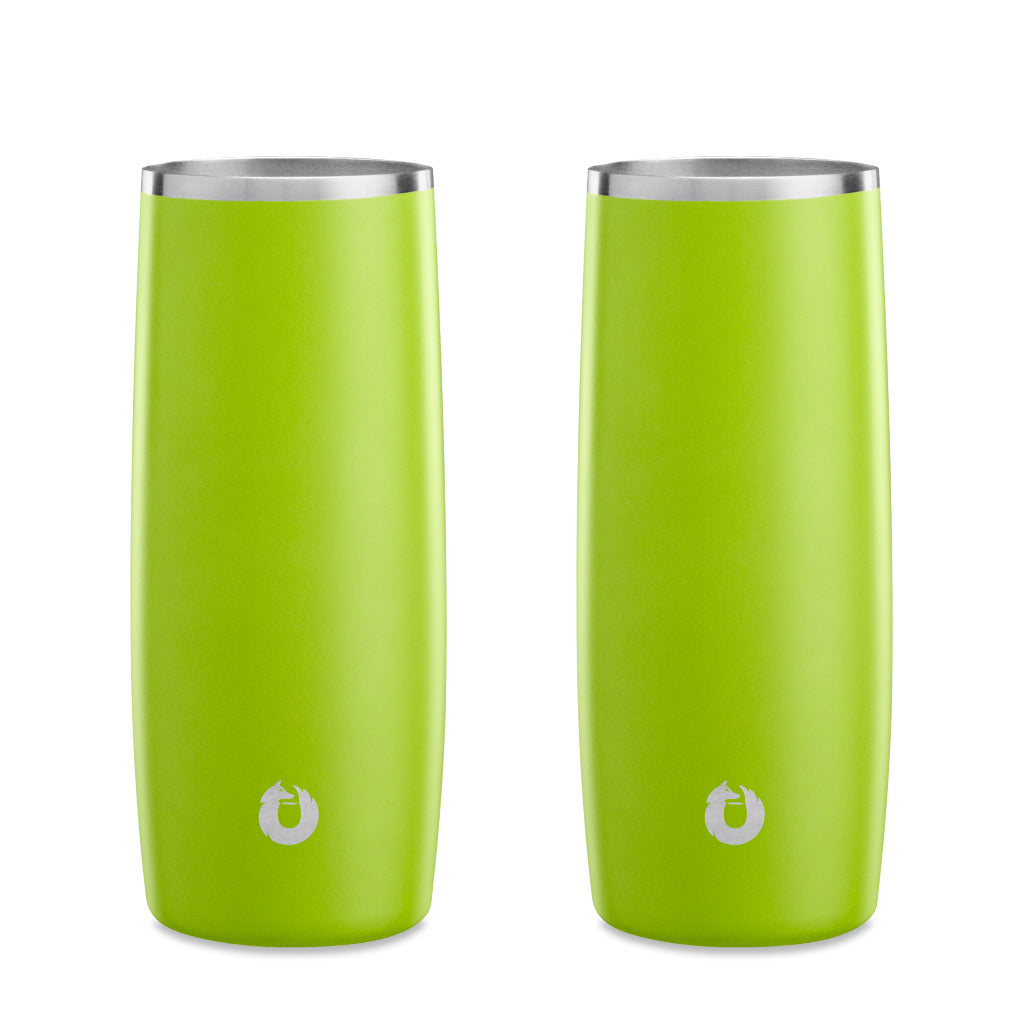 Stainless Steel Highball Cocktail Glass Set, Set of 2 - Lime in Lime - Drinkware photo