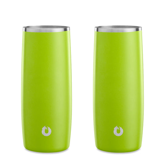 Stainless Steel Highball Cocktail Glass Set, Set of 2 - Lime in Lime - Drinkware photo