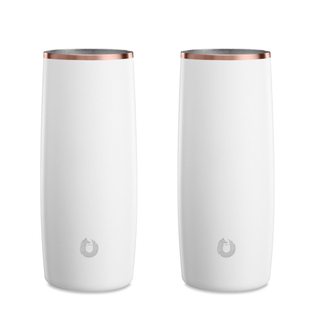 Stainless Steel Highball Cocktail Glass Set, Set of 2 - White in White - Drinkware photo