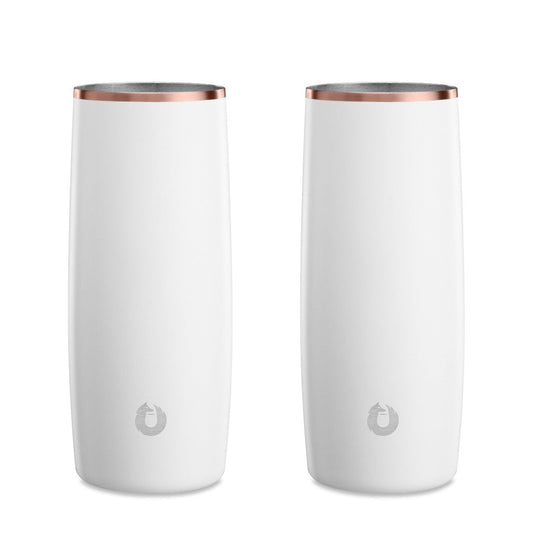 Stainless Steel Highball Cocktail Glass Set, Set of 2 - White in White - Drinkware photo