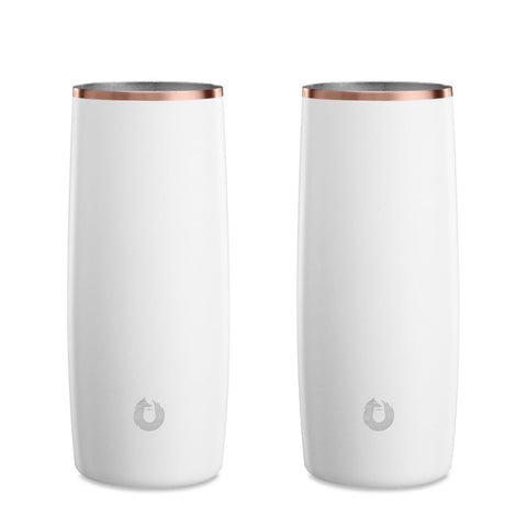 Stainless Steel Highball Cocktail Glass Set, Set of 2 - White in White - Drinkware photo