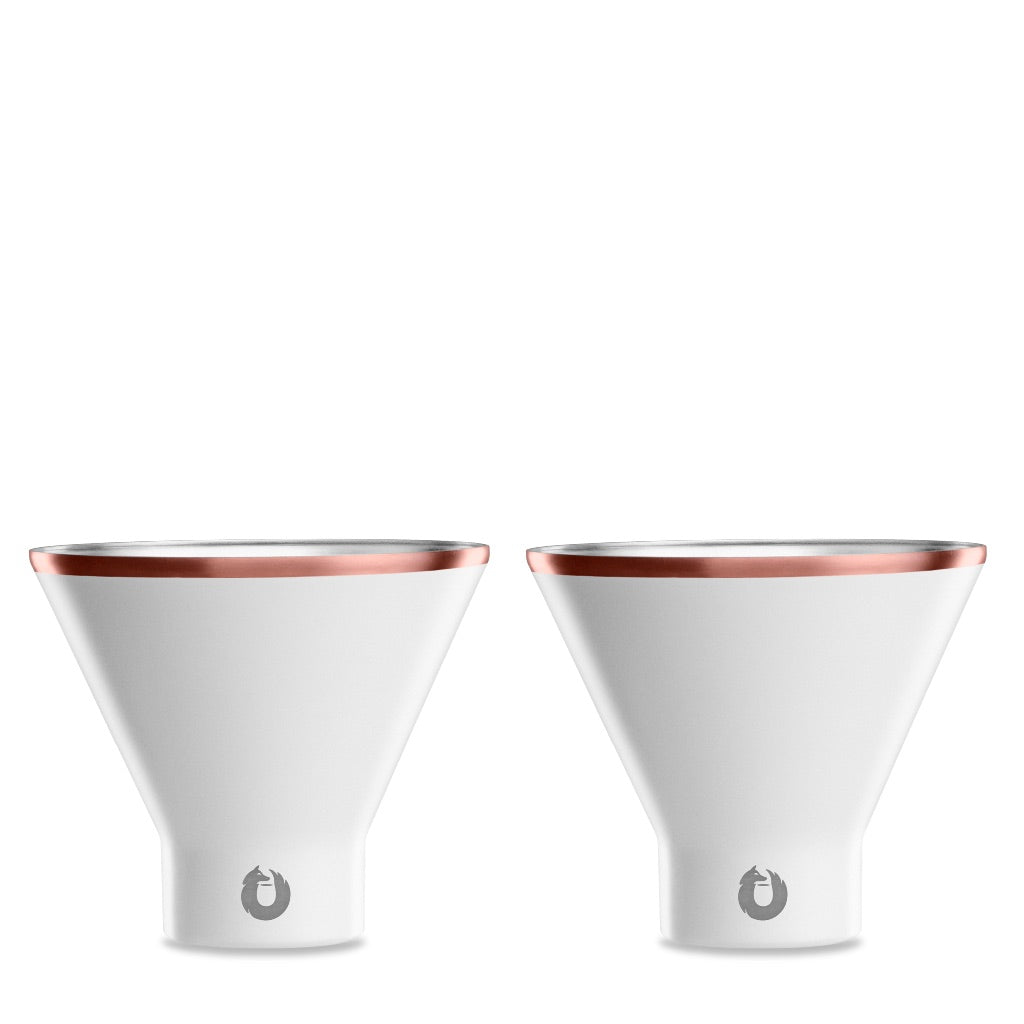 Snowfox Stainless Steel Martini Glass, Set of 2 - White in White - Barware photo