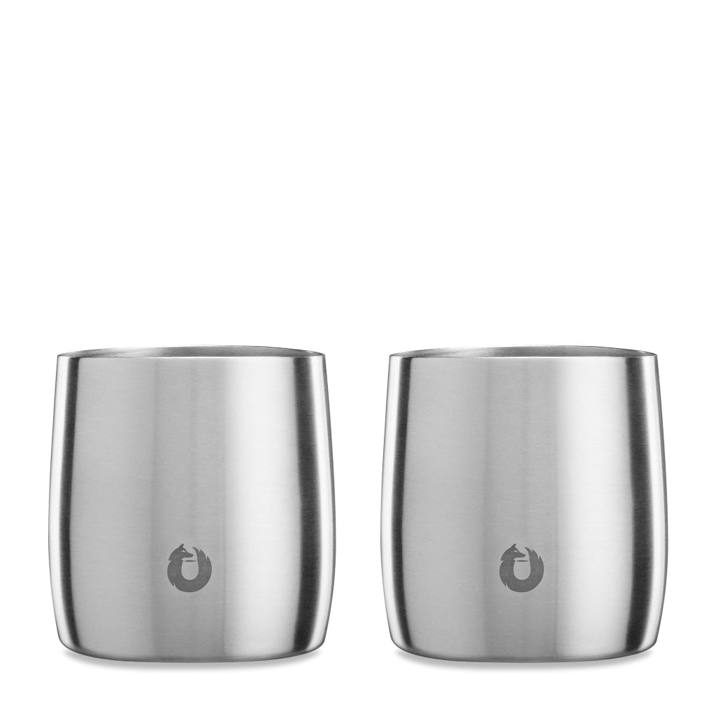 Stainless Steel Rocks Glass, Set of 2 - Steel in Steel - Drinkware photo