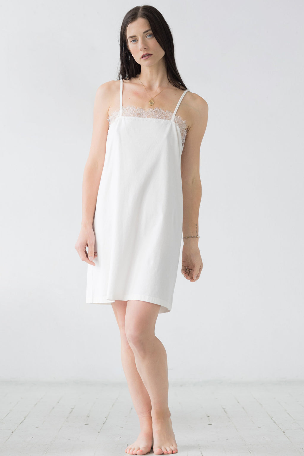 Sofia Eyelash Lace Chemise in Pima Cotton in - CHEMISES photo