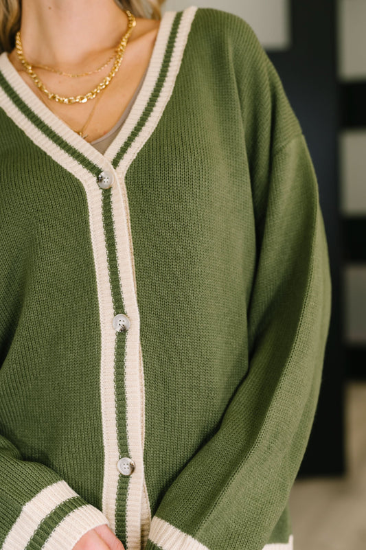 Something Simple Full Front Button Down Cardigan in - Womens photo