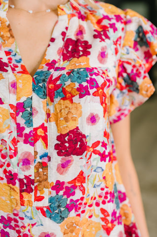 Start of Something Great Flutter Sleeve Floral Dress in - Womens photo