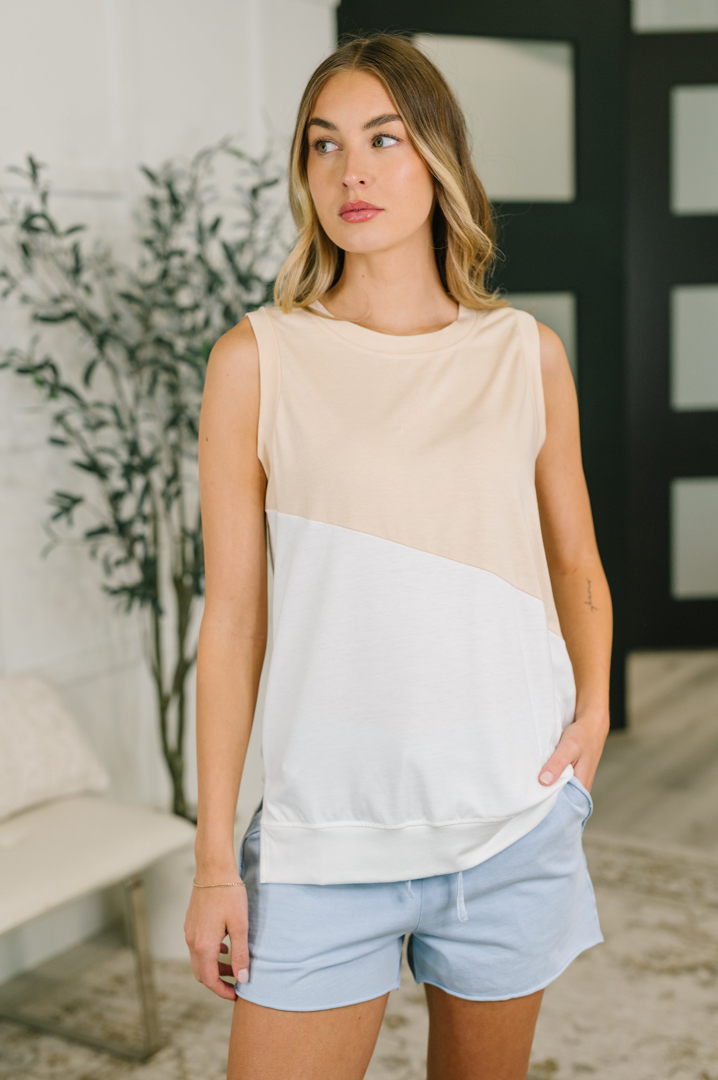 Steady Increase Color Block Sleeveless Top in - Tops photo
