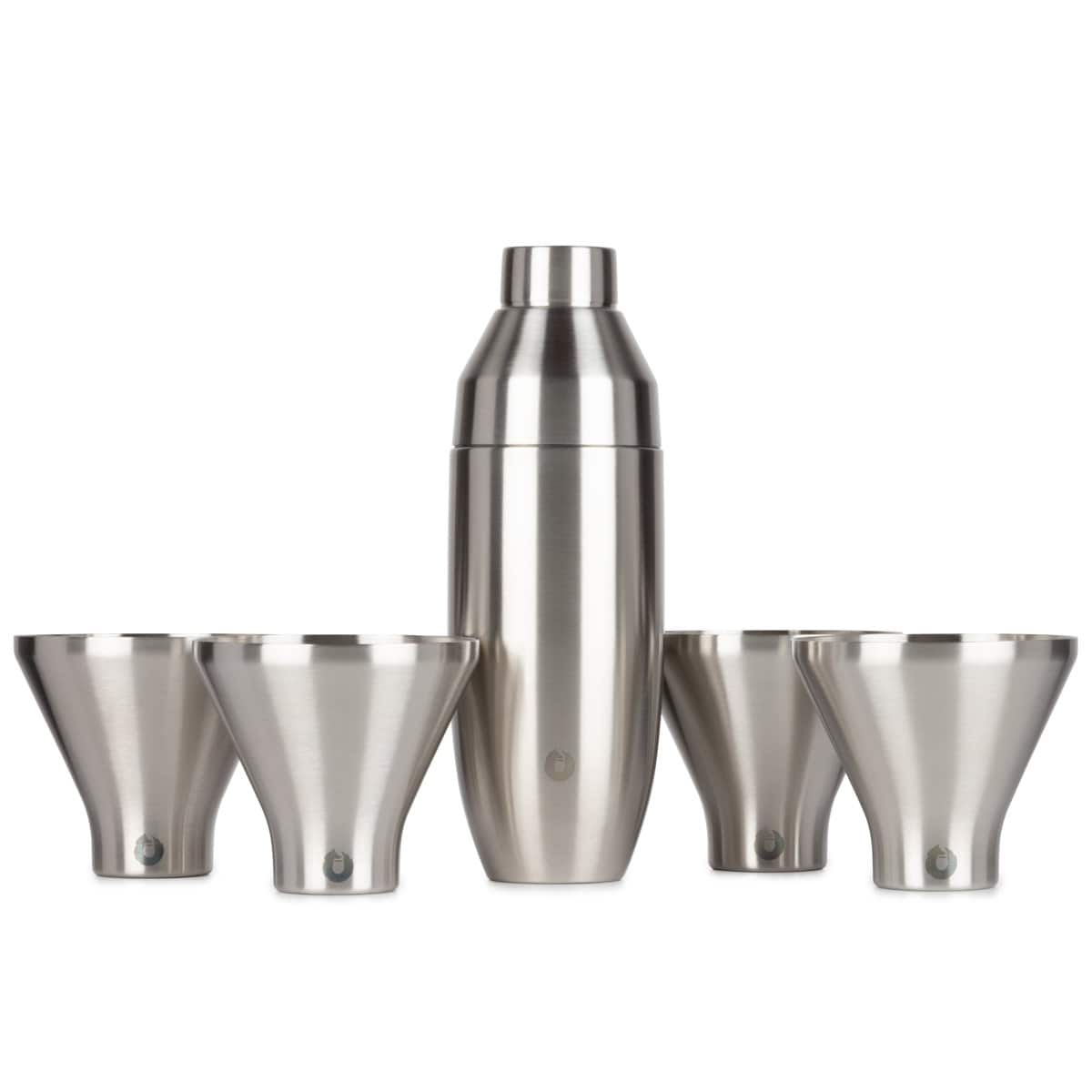 Snowfox Stainless Steel Cocktail Shaker and Martini Glass Set, Steel in Steel - Cocktail shaker photo