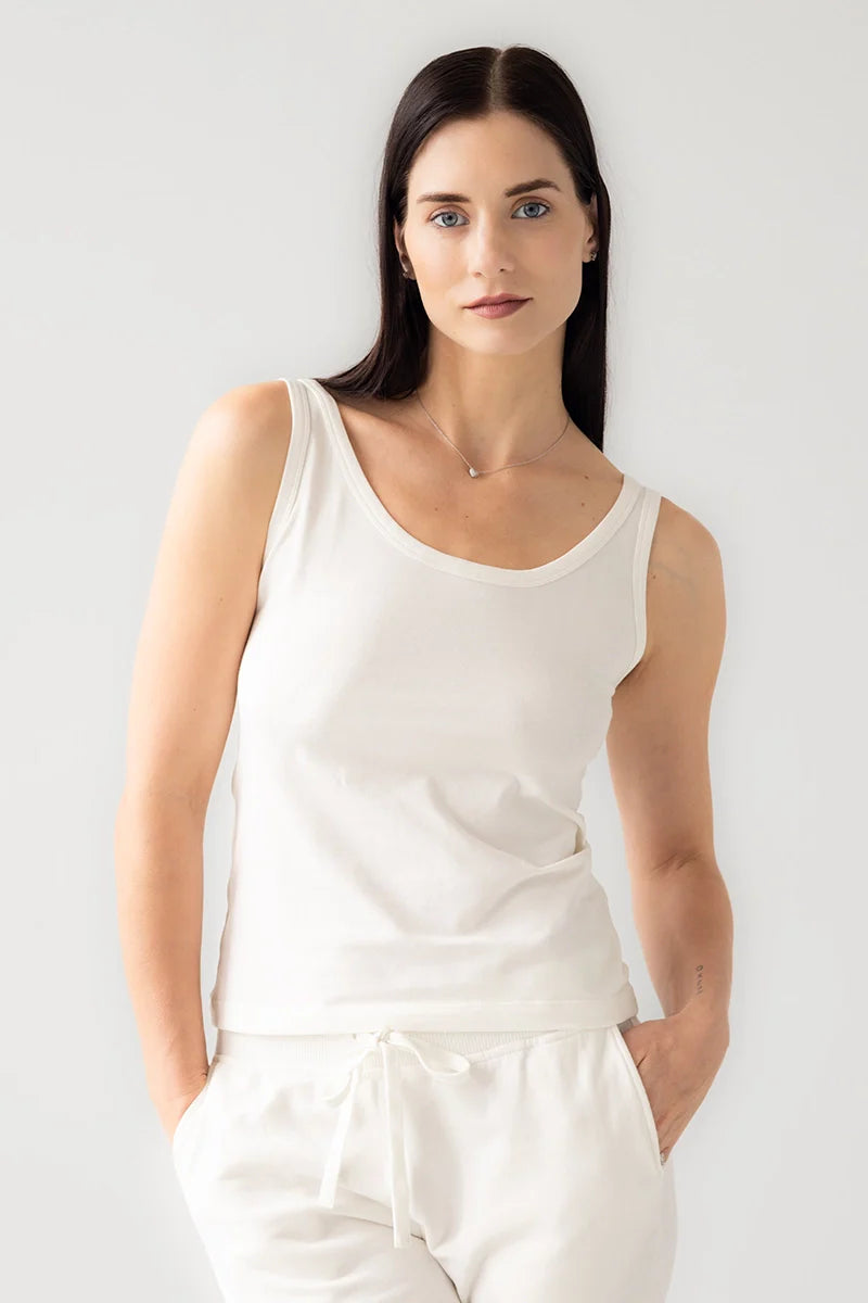 Stretch Cotton Tank in White - TANK photo