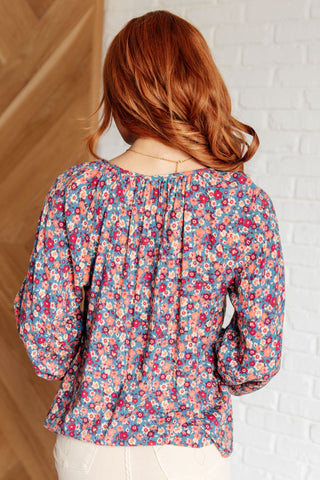 Sunday Brunch Blouse in Denim Floral in - Tops photo