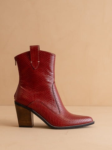 The Tara | Red Two Paneled Western Cowgirl boot in Red - BOOTS & BOOTIES photo