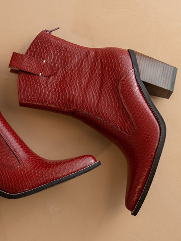 The Tara | Red Two Paneled Western Cowgirl boot in 7.5 Red - BOOTS & BOOTIES photo