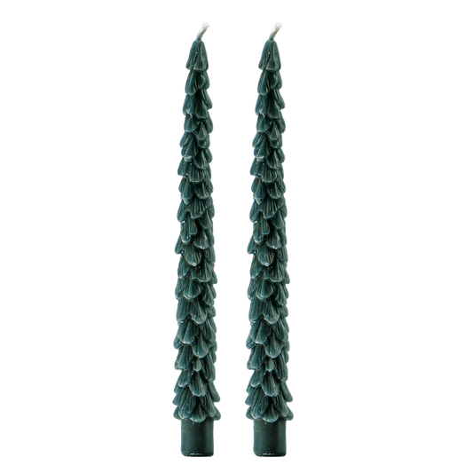 Green Tree Taper Candles - Set of 2 in - Taper Candles photo