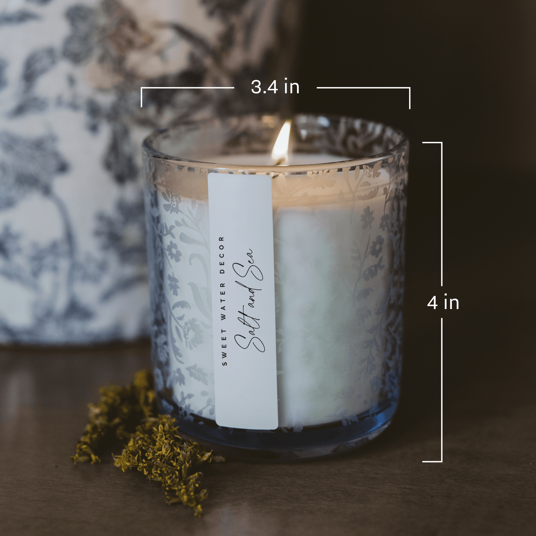 Stress Relief Soy Candle - Blue Tinted Glass Jar - 12 oz in - Candles photo