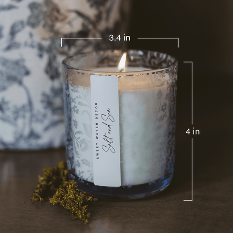 Spa Day Soy Candle - Blue Tinted Glass Jar - 12 oz in - Candles photo